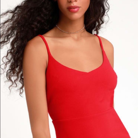 Stylize Red Flounce Hem Mini Dress - Picture 3 of 4